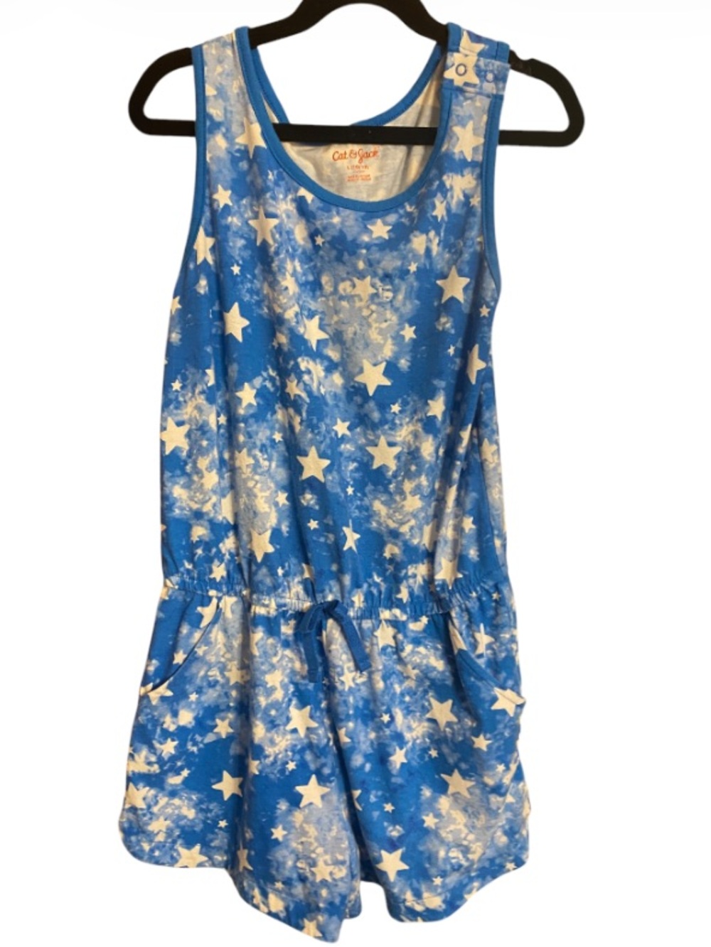 Cat & Jack Blue Star-Print Girls' Tank Romper Size L (10/12)